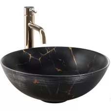 Умывальник Rea Stella Black Marble Brush REA-U9086 35x35 черный мрамор