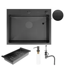 Кухонная мойка Roxen Simple 560220-60B-GR 60x48 графит/зерно
