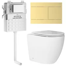 Унитаз с инсталляцией Roxen 5 в 1 Attach 868676 клавиша брашированное золото