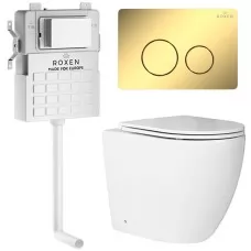 Унитаз с инсталляцией Roxen 5 в 1 Roxen Attach 868666 клавиша золото