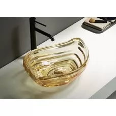 Раковина CeramaLux GL50J 50 x36 см, стекло золото
