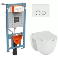 Унитаз с инсталляцией Vitra L-box Integra Rimex 9856B003-7200 клавиша хром