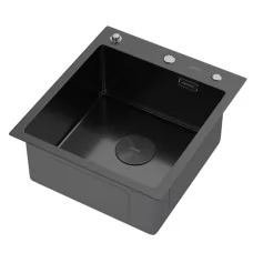 Кухонная мойка ARFEKA ECO AR 450*500 POP-UP BLACK NANO DECOR VOLCANIC