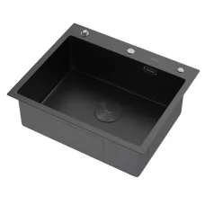 Кухонная мойка ARFEKA ECO AR 600*500 POP-UP BLACK PVD NANO DECOR