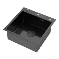 Кухонная мойка ARFEKA ECO AR 500*500 POP-UP BLACK PVD NANO DECOR MILLET