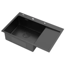 Кухонная мойка ARFEKA ECO AR 780*500 L POP-UP BLACK PVD NANO