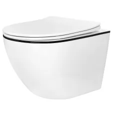 Унитаз Amore di Mare Delio P203LB 36x49 сиденье дюропласт, микролифт, белый с черным (подвесной)