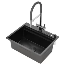 Кухонная мойка Amore di Mare Unico Black UN6048-B Декор-Черн..