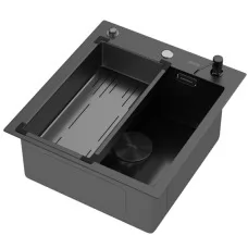 Кухонная мойка Arfeka ECO AR 450*500 POP-UP+CL G+DS BLACK DECOR VOLCANIC