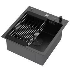 Кухонная мойка Arfeka ECO AR 450*500 POP-UP+CL+DS BLACK DECOR