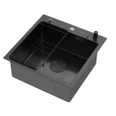 Кухонная мойка Arfeka ECO AR 500*500 POP-UP+CL F+DS BLACK DECOR VOLCANIC