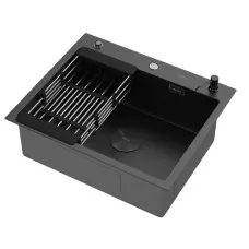 Кухонная мойка Arfeka ECO AR 600*500 POP-UP+CL+DS BLACK DECOR