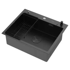 Кухонная мойка Arfeka ECO AR 600*500 POP-UP+CL F+DS BLACK DECOR