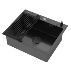 Кухонная мойка Arfeka ECO AR 600*500 POP-UP+RM+DS BLACK DECOR VOLCANIC