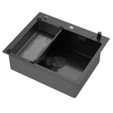 Кухонная мойка Arfeka ECO AR 600*500 POP-UP+CL G+DS BLACK DECOR VOLCANIC