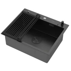 Кухонная мойка Arfeka ECO AR 600*500 POP-UP+RM+DS BLACK