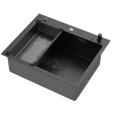 Кухонная мойка Arfeka ECO AR 600*500 POP-UP+CL G+DS BLACK