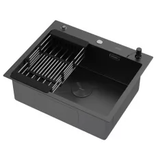 Кухонная мойка Arfeka ECO AR 600*500 POP-UP+CL+DS BLACK