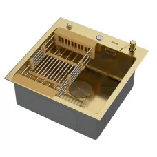 Кухонная мойка Arfeka ECO AR 500*500 POP-UP+CL+DS GOLD
