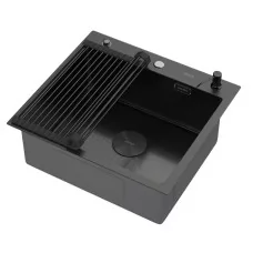 Кухонная мойка Arfeka ECO AR 550*500 POP-UP+RM+DS BLACK DECOR VOLCANIC