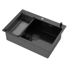 Кухонная мойка Arfeka ECO AR 700*500 POP-UP+CL G+DS BLACK DECOR MILLET