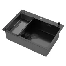 Кухонная мойка Arfeka ECO AR 700*500 POP-UP+CL G+DS BLACK DECOR VOLCANIC