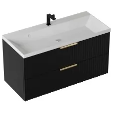 Тумба Vela Волна 100П под Classica TU2285  черный матовый / золото хекси