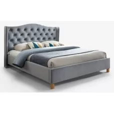 Кровать SIGNAL ASPEN VELVET BLUVEL 14 серый/дуб, 180x200